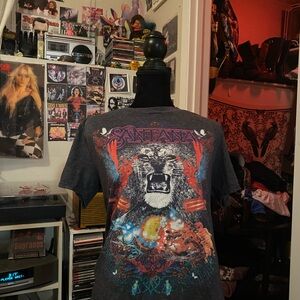 Santana Lion Band Tee in Black with Multicolor Print